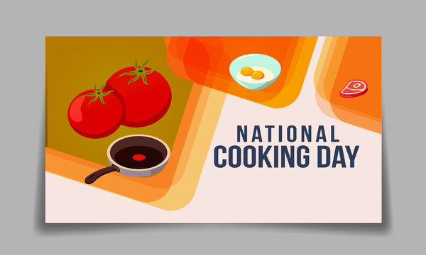 National Cooking Day Social Media Post Background Design.National Cooking Day vector. Kitchen utensils vector. September 25. Important day. Set of kitchen utensils in a pot.