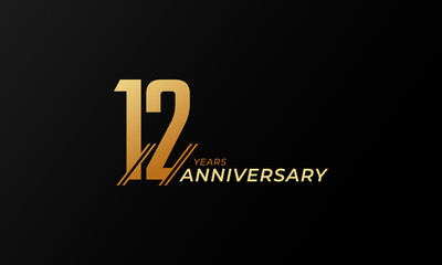 12 Year Anniversary Celebration Vector. Happy Anniversary Greeting Celebrates Template Design Illustration