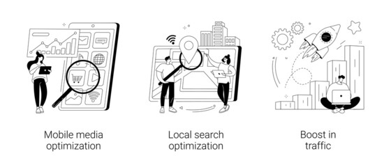 Obraz premium SEO strategy abstract concept vector illustrations.