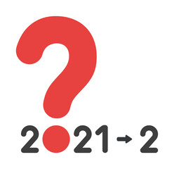 New year vector concept, question mark instead of zero, from 2021 to 2022