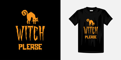 Witch please happy halloween t shirt design for man and woman and kids. Beautiful and eye catching vector design.