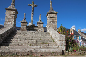 stone calvary in belz in brittany (france) 