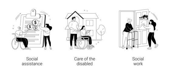 Volunteer help abstract concept vector illustrations.