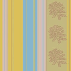 silhouettes of leaves and colorful stripes in gentle pastel colors, seamless pattern