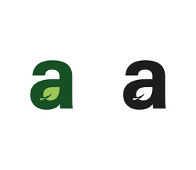 Initial modern creative letter font A logotype with leaf
