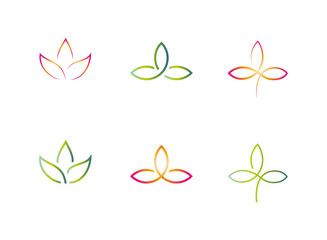 Ayurveda yoga spa purity meditation calm lotus company logo orange green bright colors
