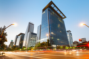 The Apoquindo Avenue at El Golf neighborhood, one of the most important neighborhoods in Santiago de Chile for the location of high profile corporate and office buildings.
