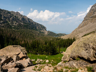 Rocky landscape at glacial layer of the mountains.