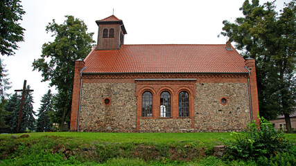 General view and close-up of architectural details of the former Evangelical church built in 1855...