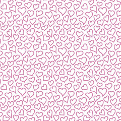 Vector heart drawing seamless pattern . Line hand drawn monochrome background. Ornament for fabric, wallpaper, packaging.