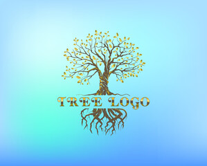 golden tree logo with the name in the middle