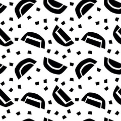 Trendy seamless pattern with graphic abstract geometric shapes.  Avant-garde puzzle style. Geometric wallpaper for  cover design.