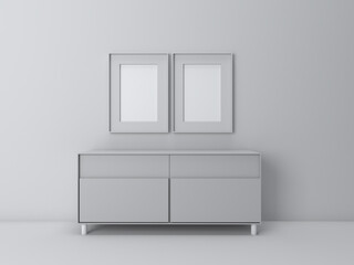 3d render of interior in minimal living room and mockup