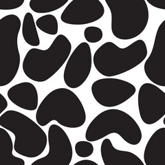 Seamless abstract pattern with spots and dots. Blue, orange, yellow, grey colors. Avan-garde cute cartoon background. Abstractionism style.