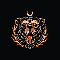 bear tattoo illustration vector design