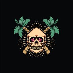 summer skull illustration vector design