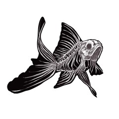 Halloween skeletons and silhouettes of goldfish