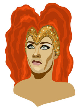 Drag Queen. Expressive Person. Vector Illustration Isolated On White Background.