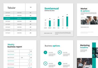 6 Clean Business Layouts with Turquoise Accent