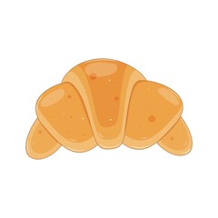 Delicious French croissant cartoon style. Fragrant pastries. On a white isolated background