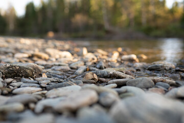 empty shore of river close up, for your product