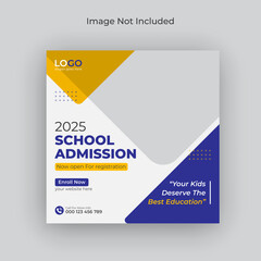 School admission social media and web banner, flyer, facebook cover photo template
