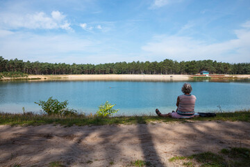 Fototapeta na wymiar the recreational lake zandenplas in the netherlands