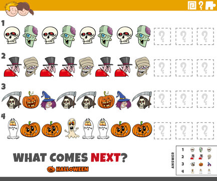 pattern game for children with cartoon Halloween characters