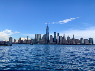 New York City Manhattan skyline view from across the Hudson River in New Jersey. 