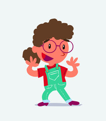  Pleasantly surprised cartoon character of little girl on jeans