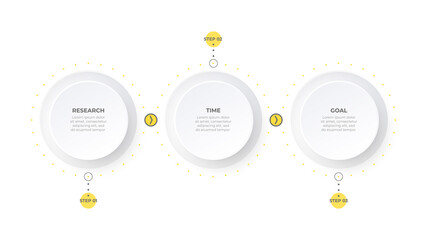 Business infographic modern design with circles and 3 options. Can be used for workflow layout, info chart, web design.