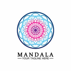 Circle pattern petal Flower Mandala Vector logo template illustration. Colorful template for spiritual retreat or yoga studio,Ornamental business cards,vintage luxury, ornamental decoration
