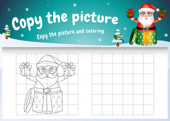 copy the picture kids game and coloring page with a cute santa clause