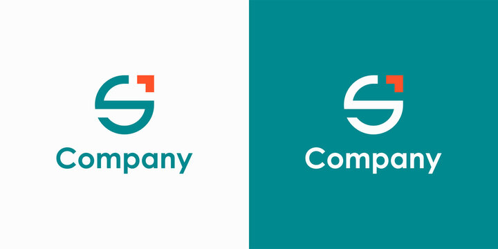 Initial Letter S and J Linked Logo. Circle Line with Arrow Up Combination isolated on Double Background. Usable for Business and Branding Logos. Flat Vector Logo Design Template Element.