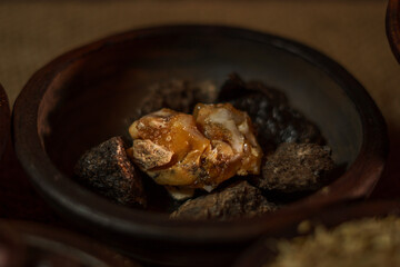 Benzoin Resin (kemenyan) in traditional pot