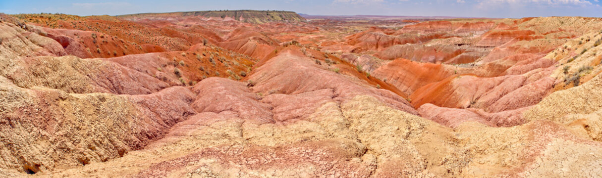 Blood red ridges of Bentonite clay on the east side of Tiponi Point in Petrified Forest National Park, Arizona