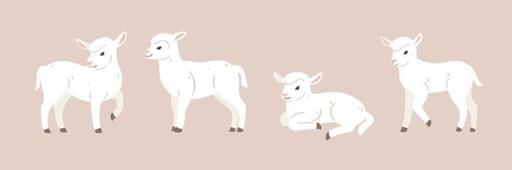 Lamb icon set. Different type of animal. Vector illustration for emblem, badge, insignia.