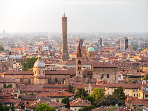 View of Bologna's cityscape from San Michele in Bosco, Bologna, Emilia Romagna