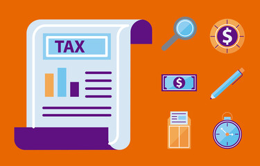 Tax document with symbol set
