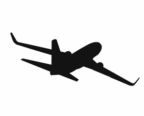 flying modern airplane transportation silhouette vector design