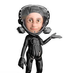 mini astronaut cartoon on present pose