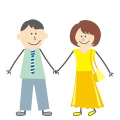 Young couple, man and woman, conceptual vector illustration