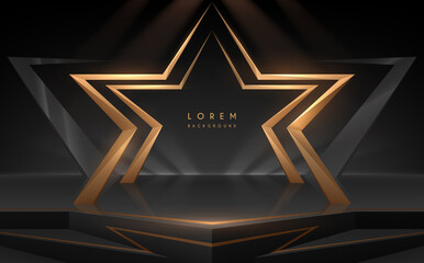 Golden star shape podium with light effect