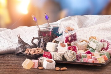 Tasty traditional arabic sweets or dessert