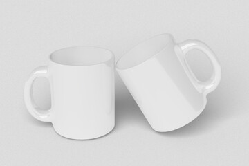 Realistic White Mug Illustration for Branding Mockup. 3D Render.