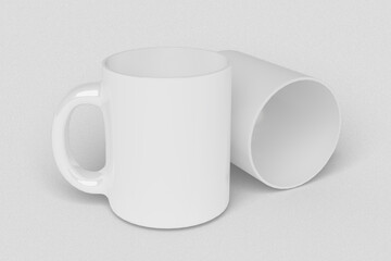 Realistic White Mug Illustration for Branding Mockup. 3D Render.