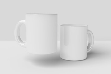 Realistic White Mug Illustration for Branding Mockup. 3D Render.