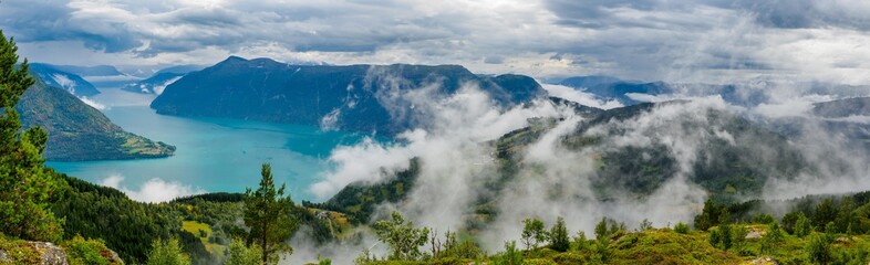 Views of LustraFjord from Molden hike in Norway