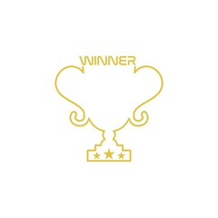 Gold trophy icon isolated on white background