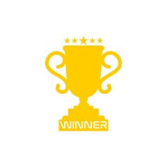 Gold trophy icon isolated on white background